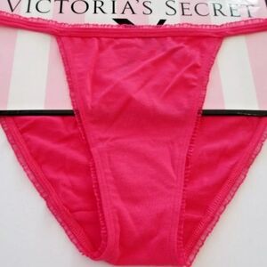 VICTORIA'S SECRET PINK Cotton String Bikini Panty VS Ruffle Heart S M L XL Pink